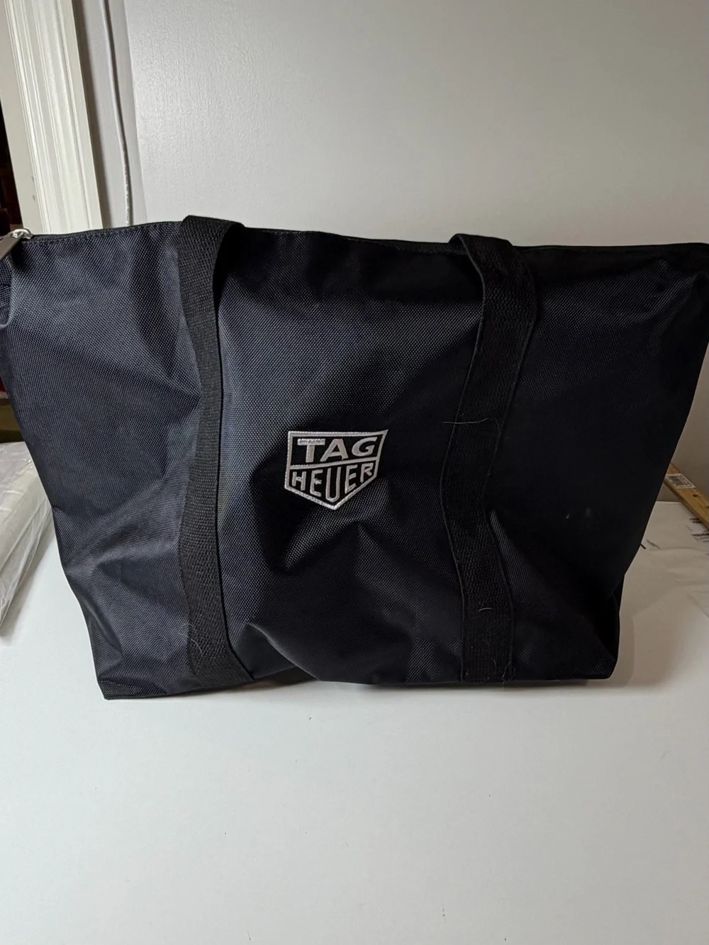 Tag Heuer Black Duffel Tote Knit Canvas with Logo Patch